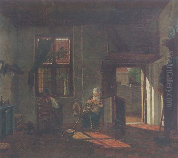 An Interior Of A Cobbler's House Oil Painting by Carel Lodewijk Hansen