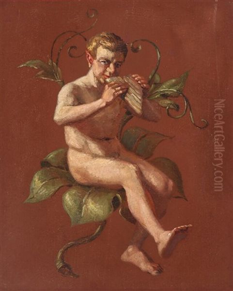 Faun Oil Painting by Constantin Hansen