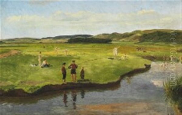 Landscape From Vejle Oil Painting by Constantin Hansen
