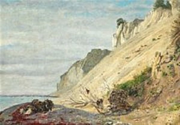 View Of Moens Klint Oil Painting by Constantin Hansen
