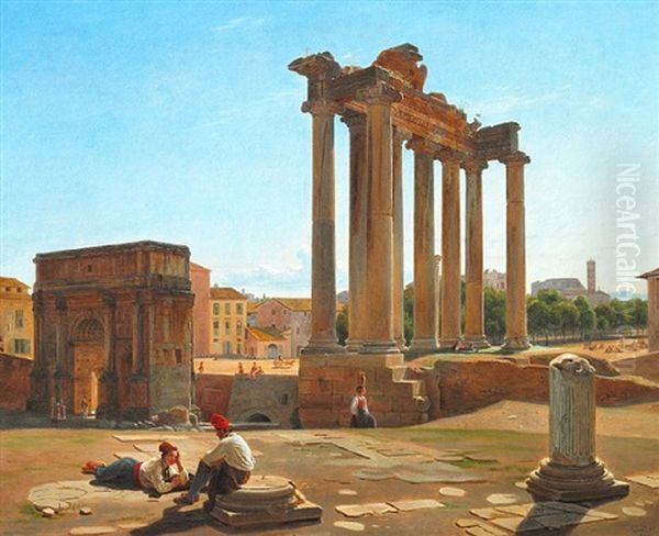 View From The Roman Forum Oil Painting by Constantin Hansen