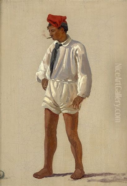 Neapolitanischer Rauchender Boccia-spieler Oil Painting by Constantin Hansen