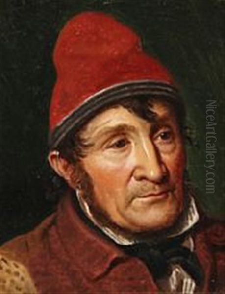 Portraet Af Jean Holm, Lem I Bombebossen.  Brystbilled, 3/4 Profil Mod Hojre Oil Painting by Constantin Hansen