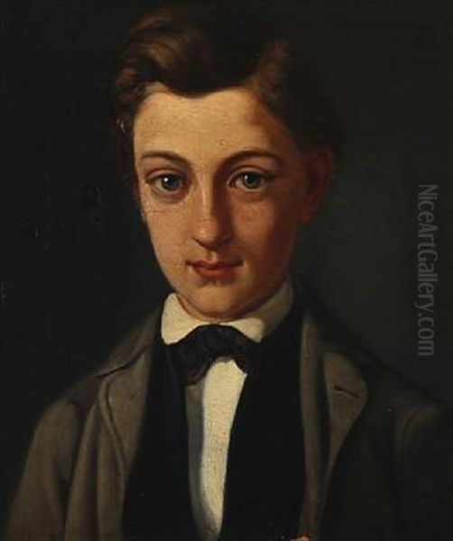 Portrait Of The Later Composer Emil Hartmann (1836-1898) Oil Painting by Constantin Hansen