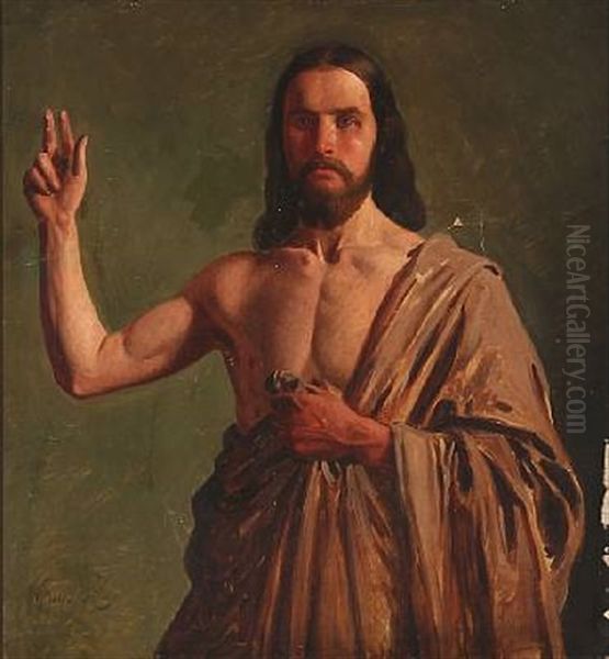 Jesus (study For The Altarpiece At Slaglille Church, Denmark) Oil Painting by Constantin Hansen