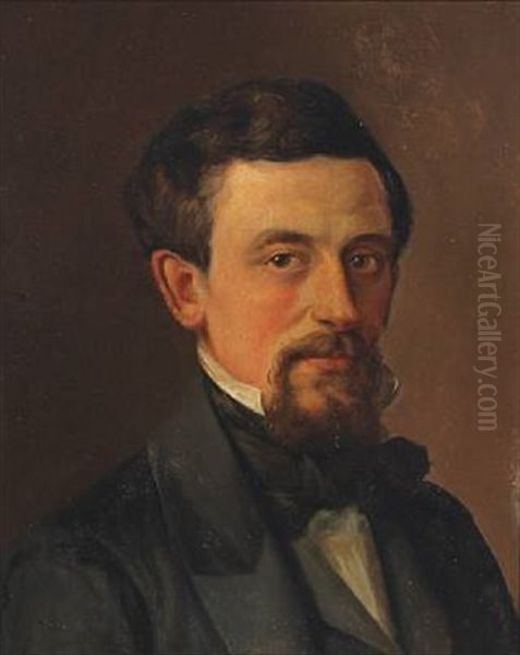 Portrait Of Gentleman Seated Face To The Right Oil Painting by Constantin Hansen