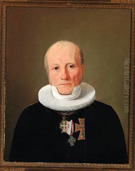 Portrait Of Chaplain-in-ordinary, Bishop J. P. Mynster (1775-1854) Oil Painting by Constantin Hansen