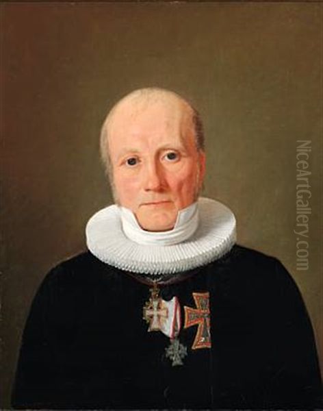 Portrait Of Chaplain-in-ordinary, Bishop J. P. Mynster Oil Painting by Constantin Hansen