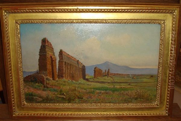 Les Ruines De L'aqueduc Oil Painting by Constantin Hansen
