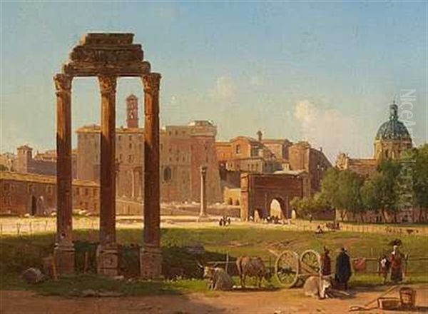 Udsigt Over Forum Romanum I Rom Oil Painting by Constantin Hansen