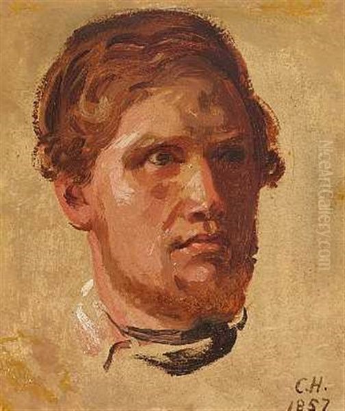 Studiehoved Oil Painting by Constantin Hansen