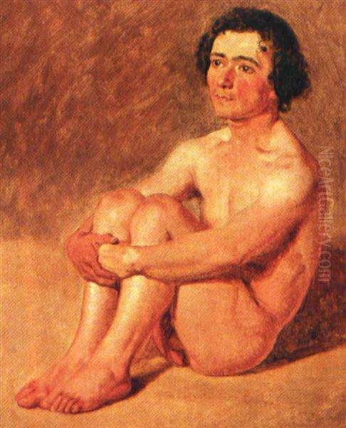 En Siddende Lazzaron (preliminary Study) Oil Painting by Constantin Hansen