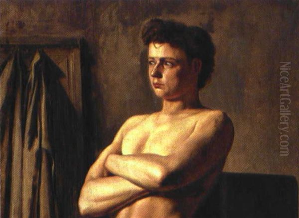 Modelstudie Af En Ung Mand Oil Painting by Constantin Hansen