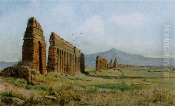 Italienische Ruinenlandschaft Oil Painting by Constantin Hansen