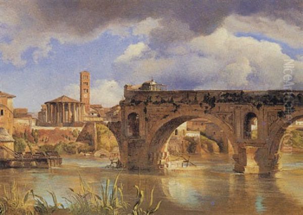 The Rotto Bridge, Rome Oil Painting by Constantin Hansen