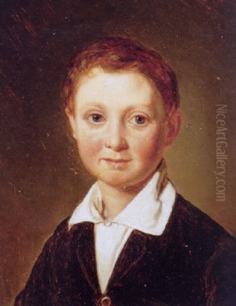 Litografen Otto Vilelm Bentzen Som Barn Oil Painting by Constantin Hansen