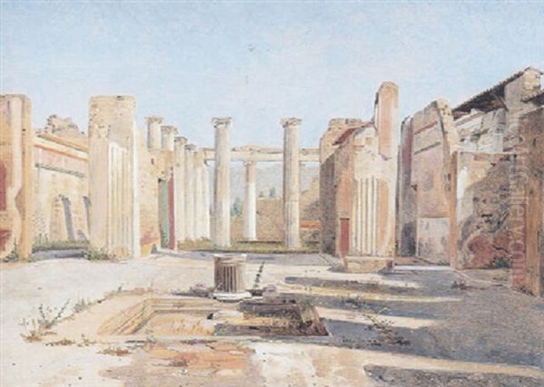 Et Hus I Pompeji (casa Di Adriane?) Oil Painting by Constantin Hansen