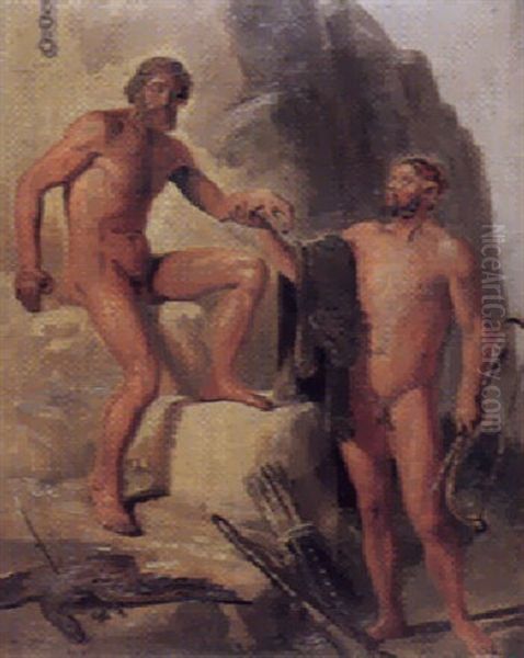 Prometheus Befries Af Herakles Oil Painting by Constantin Hansen