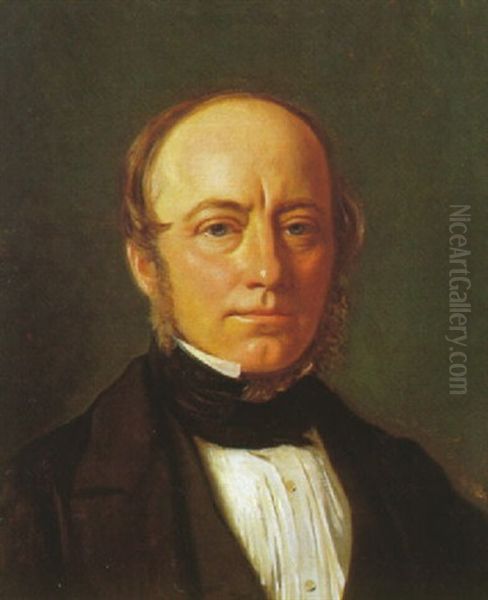 Portraet Af Stiftamtmand Carl Bactilius August Dahl, Ostergaard Gods Oil Painting by Constantin Hansen