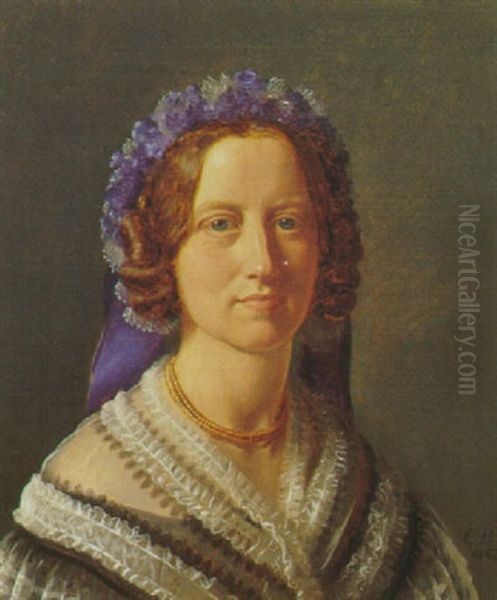Portraet Af Elenore Dahl F. Andersen, Ostergaard Og Moesgaard Oil Painting by Constantin Hansen