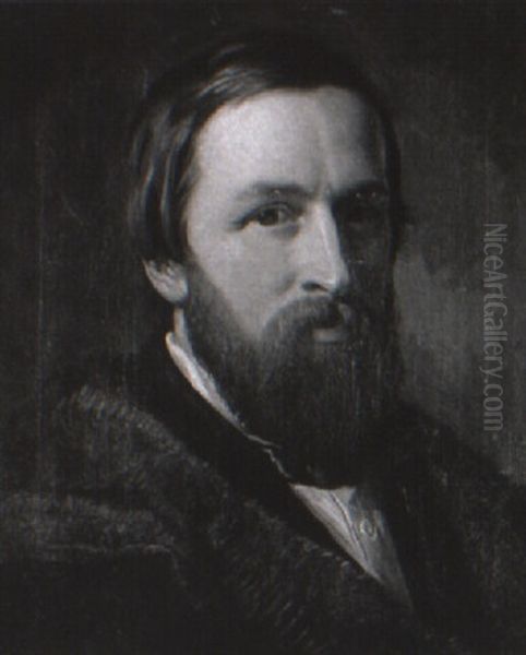 Portraet Af Billedhuggeren Carl Peters Oil Painting by Constantin Hansen