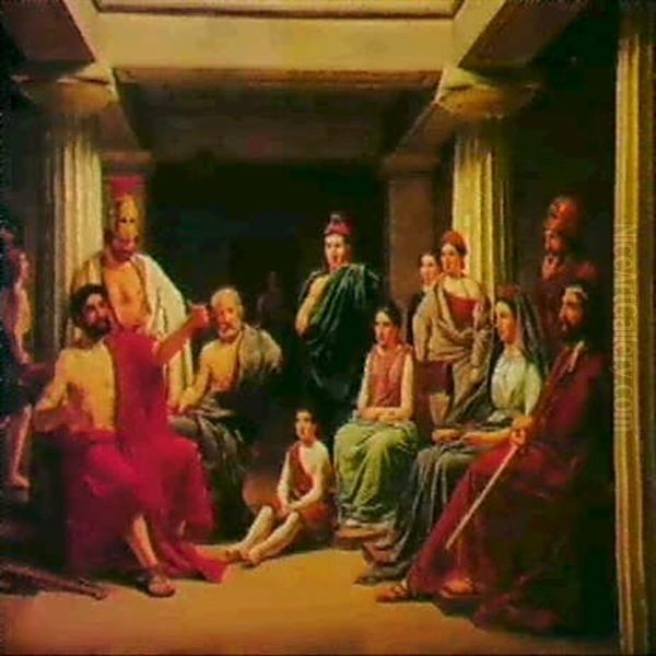 Odysseus Hos Faiakerne Oil Painting by Constantin Hansen