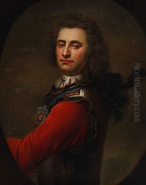 Portrait Of Peter Wessel, Called Tordenskjold (after Balthasar Denner) Oil Painting by Hans Christian (Vantore) Hansen