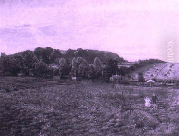 Children On A Promenade Oil Painting by Hans Nikolaj Hansen