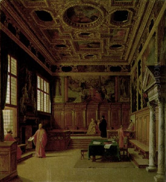 Ratssaal Im Dogenpalast Zu Venedig Oil Painting by Heinrich Hansen