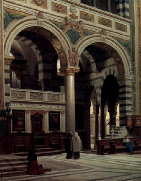 Interior Of The Dome In Pisa Oil Painting by Heinrich Hansen
