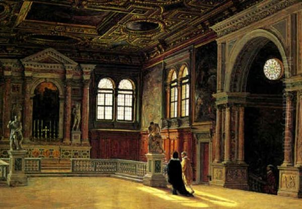 Interior Fra Scuola Sct. Rocco I Venedig Oil Painting by Heinrich Hansen