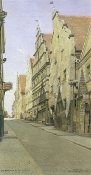 Interno Di Paese Oil Painting by Josef Theodor Hansen