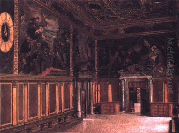 Sala Del Collegio, Palazzo Ducale, Venezia Oil Painting by Josef Theodor Hansen