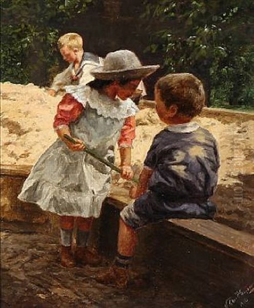 I Raadhus Haven Oil Painting by Niels Christian Hansen