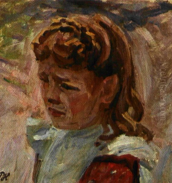 Studie Af En Lille Pige Oil Painting by Peter Marius Hansen