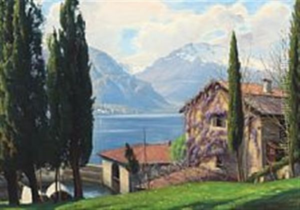 Largo Di Como Oil Painting by Sigvard Hansen