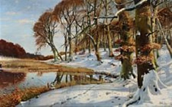 A Spring Day Near A Forest Lake Oil Painting by Sigvard Hansen