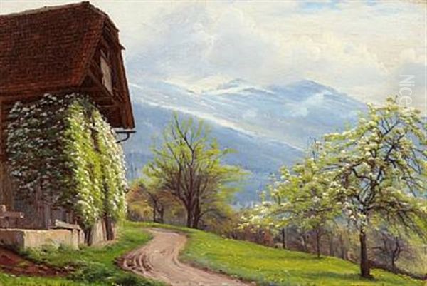 Spring In The Alps Oil Painting by Sigvard Hansen