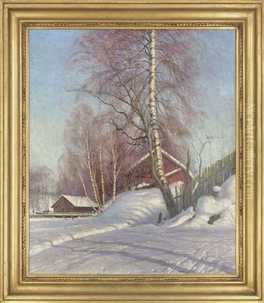 Tracks In The Snow Oil Painting by Sigvard Hansen
