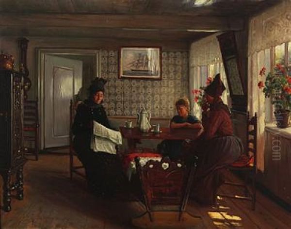Skibsefterretninger. Interior Fra En Fanostue I Sonderhoe Oil Painting by Sigvard Hansen