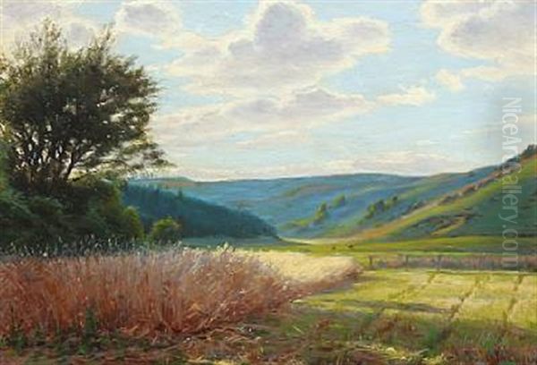 Rugen Modnes. Motiv Fra Mols Oil Painting by Sigvard Hansen