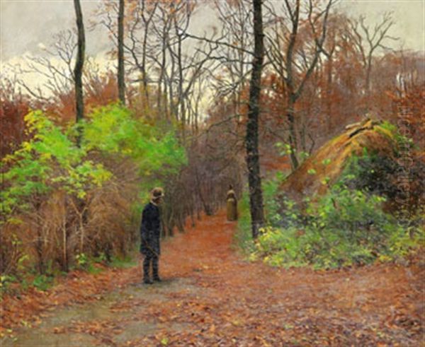 Kong Fredrik Viii Og Dronning I Sorgenfri Skov Oil Painting by Sigvard Hansen