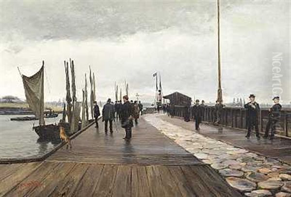 Helsingors Skibsbro Oil Painting by Sigvard Hansen