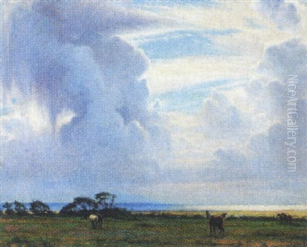 Udsigt Fra Kunstnerens Hjem Pa Mols, Ebeltoft Bugt Oil Painting by Sigvard Hansen