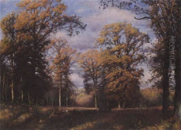 Skovparti Med Hestevogn, Efterar Oil Painting by Sigvard Hansen