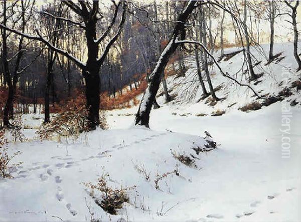 Winter Landscape Oil Painting by Sigvard Hansen
