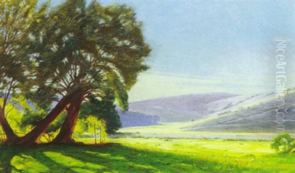 Sommerlandskab Oil Painting by Sigvard Hansen