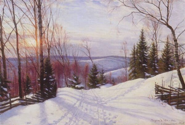 Parti Fra Lillehammer, Vinter Oil Painting by Sigvard Hansen