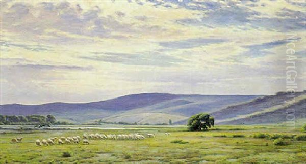 Graessende Far, Mols Oil Painting by Sigvard Hansen