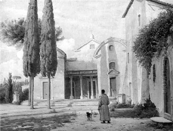 Munk Ud For Capella St. Cesilia Roma Oil Painting by Sigvard Hansen